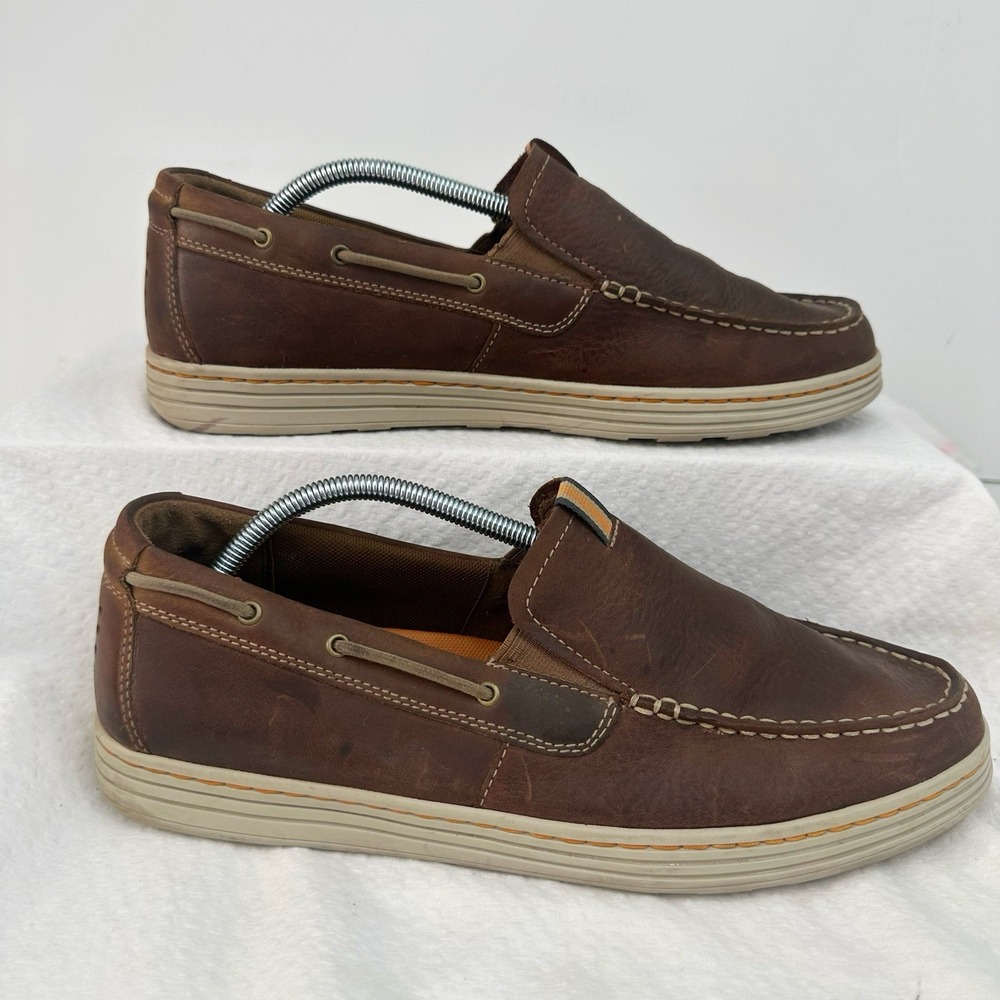 Dunham Loafers Slip‎ Ons Boat Shoes Mens 12 D Brown Leather Comfort DAH02BTN